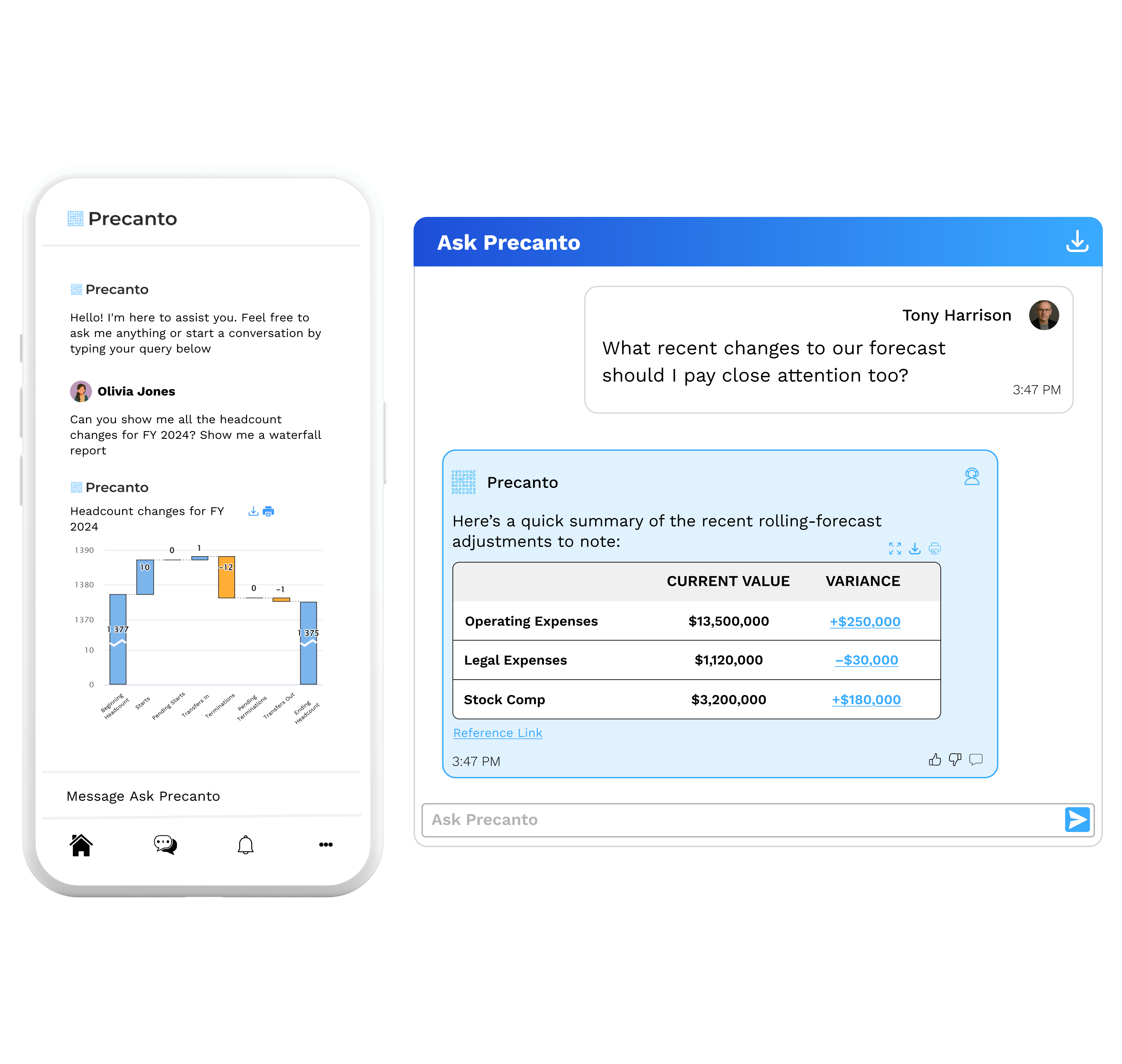 AI-powered what-if scenario modeling tool for finance teams to analyze headcount and cost impact on forecasts in real time
